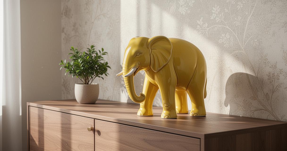 Statue indien elephant jaune : tradition millénaire des grandes fêtes religieuses